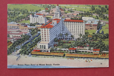 Postcard PC Miami Beach Florida 1947 Roney Plaza Hotel architecture USA US United States